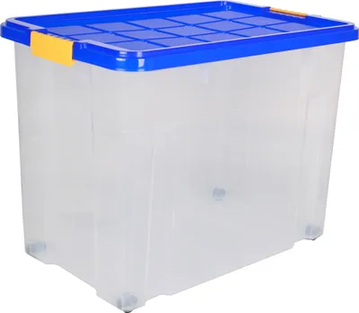 Produktbild von Aufbewahrungsbox mit Rollen & Deckel, 80 Lite, 60x40x44,5cm, Anthrazit, blau oder gelb