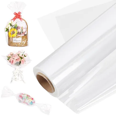Obrázek produktu pro Celofánová fólie, 80 cm x 45 m, průhledná balicí fólie pro dárky