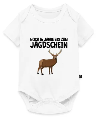 Produktbild von Spreadshirt Nachwuchs Jäger Baby Geschenk Hirsch Motiv Kurzarm Tages Baby Body, 74 (6-9 M.), Weiß