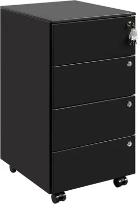 Immagine prodotto di Contenitore mobile, armadio archivio, 4 cassetti, 4 serrature, nero. Modello: OFC141B02HI