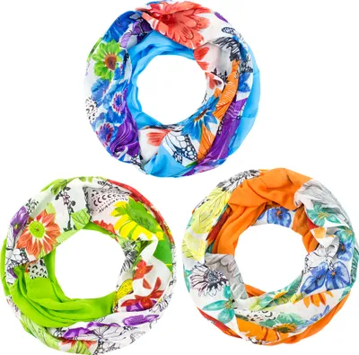 Produktbild von Sunsa Damen Loop Schal Tuch 3er Set Halstuch Geschenkideen für Frauen-MädchenTücher aus Baumwolle mit Blumen & modern bohemian Design 41120