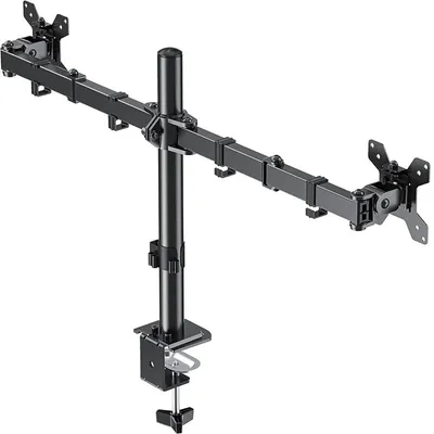 Produktbild von Dual Monitor Halterung, Tischmontage, höhenverstellbar, neigbar, drehbar, 17 bis 32 Zoll, VESA kompatibel, stabil