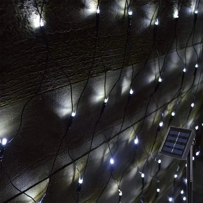 Produktbild von 3X2m LED Solar Lichternetz Weiß 8 Lichtmodi Lichterkette Wasserdicht für Außen Party Garten Deko