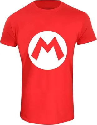 Produktbild von Super Mario T-Shirt Uni Mario Badge rot Fan-Merch, Gaming 100% Baumwolle XL