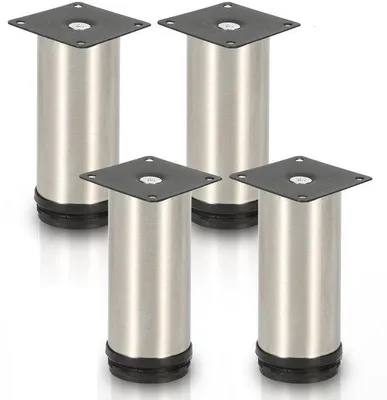 Produktbild von 4 Stahlmeubelpoten Verstelbare, roestfreie, zylindrische Meubelpoten für Sessel, 180 mm Höhe
