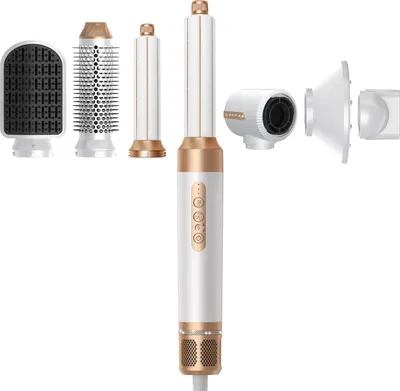 Produktbild von Air Styler 7 In 1, 110000 U/Min Hochtouriger Motor Haartrockner Warmluftbürste Set Mit 7 Aufsätze, Trocknen, Glätten, Locken, Volumengeben, Massieren der Kopfhaut, Ionen Pflege