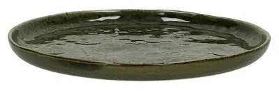 Productafbeelding van Pomax Spiro dessertbord van steengoed, donkergroen, Ø 21 cm x H 1,5 cm