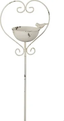 Produktbild von Vogel Futterplatz Herz/Vogel Metall weiß Vintage H100cm Futterstation Vogeltränke