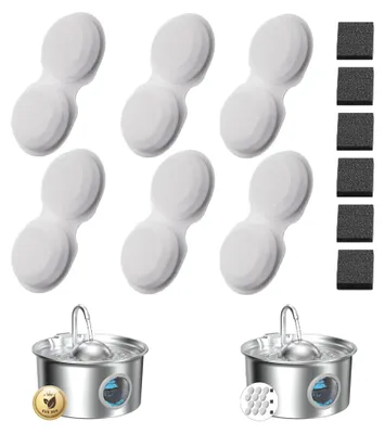 Katzenbrunnen-Ersatzfilter 12er-Pack: 6 Filter + 6 Schwämme