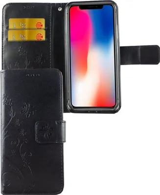 Produktbild von Schutz Hülle Blumen für Handy Apple iPhone X Schwarz