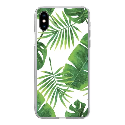 Produktbild von MuchoWow® Handyhülle Schutzhülle Hülle für iPhone Xs Tropisch - Blätter - Muster Silikon Softcase Handy Hülle - Handytasche