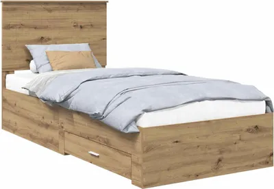 Produktbild von vidaXL Bettrahmen mit Kopfteil Artisan-Eiche 90 x 190 cm Holzwerkstoff