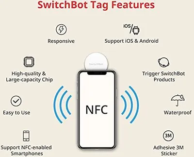 Produktbild von Switchbot 3 NFC -Tag -Aufkleber, NTAG216, 30 mm, 888 Bytes -Tags funktionieren großartige Geräte, sind kompatible iOS Android Alle anderen aktivierten
