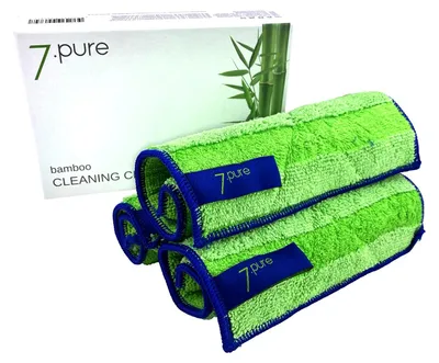 Produktbild von 7.pure Bambus Putzlappen & Putztücher | 3 Stück | 20 x 25 cm | ohne Putzmittel | Reinigen ohne Fusseln | Waschbar | Putzschwamm, Tücher
