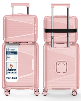 Produktbild von 4FLY Hartschalen Handgepäck Set 2-teilig – Kabinenkoffer (54x36x19cm) 30L und Kosmetikkoffer 18L mit TSA-Schloss, USB-C, Doppelrollen
