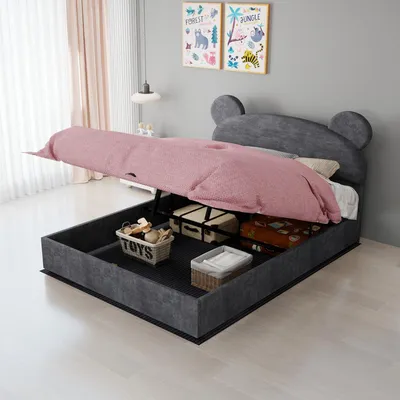 Produktbild von Polsterbett 90x200cm mit USB Ladefunktion, LED-Beleuchtung und 2 Schubladen, Bettgestell mit Holzlattenrost und Kopfteil in Beige