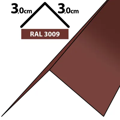 Produktbild von 2m Winkelblech Kantblech Kante Blechwinkel pulverbeschichtetes 0,5mm Zuschnitt 6cm RAL-3009 Oxidrot / Kastanie