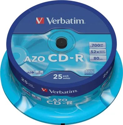 Obrázok produktu pre Verbatim CD-R AZO Crystal, Spindel, cyanínové/Azo farbivo