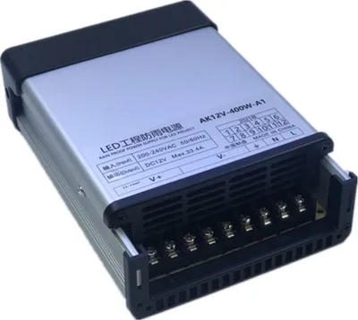 Zdjęcie produktu dla Zasilacz przeciwdeszczowy 400W z plastikowym zabezpieczeniem przeciwzwarciowym Zasilacz impulsowy do technologii LED 12V