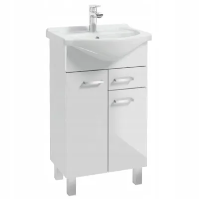 Immagine prodotto di Stamar | Mobile da bagno con lavabo, 50 cm, cassetto laccato maniglie in metallo