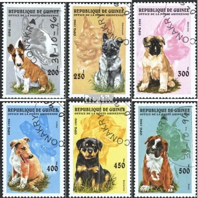Produktbild von Briefmarken Guinea 1996 Mi 1596-1601 (kompl.Ausg.) gestempelt Hunde
