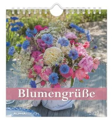 Obrázek produktu pro Neumann Kalender 2027 Blumengrüße 16x17 cm mit 12 brillanten Blumenfotografien und Postkarten zum Heraustrennen