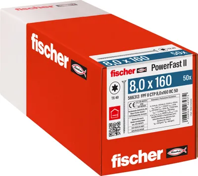 Obrázek produktu pro Fischer 566313, Šroub, Pozinkovaná ocel, Dřevo, Zinek, Částečný závit, Zápustná hlava