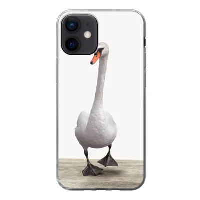Produktbild von MuchoWow® Handyhülle Schutzhülle Hülle für iPhone 12 Schwan - Tiere - Vogel - Jungen - Mädchen - Kinder Silikon Softcase Handy Hülle - Schutzhülle