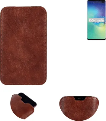 Produktbild von K-S-Trade Schutzhülle Handyhülle kompatibel mit Samsung Galaxy S10+ Exynos Handytasche Kunstleder Sleeve in braun