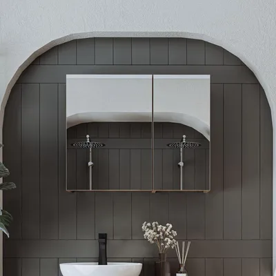 Productafbeelding van Skye Decor, moderne badkamerkast met spiegel, 75 cm, Atlantische dennenhout, 100% MDF