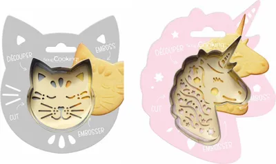Produktbild von Relief-Keks-Set Katze + Einhorn