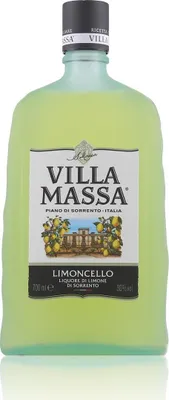 A bottle of Villa Massa Limoncello on a white background.