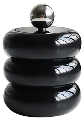 Productafbeelding van Houderset voor wattenstaafjes met deksel, Scandinavische stijl, donutvorm, opbergdoos voor cosmetica (zwart)