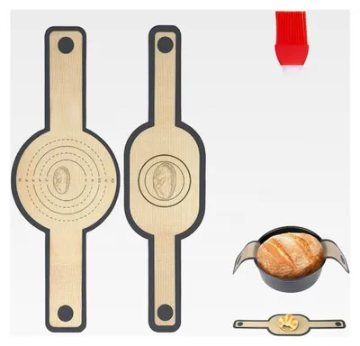 Produktbild von 2 Silikon Backmatten mit 1 Gewürzpinsel für Dutch Oven, Wiederverwendbare Silikon Backmatte für Brot mit Langen Griffen, Antihaft Backmatte für Brottopf, Teig, Backofen