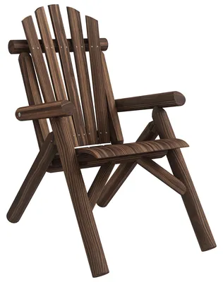 Produktbild von Outsunny Adirondack Gartenstuhl Holzstuhl Hochlehner Relaxstuhl Tannenholz Braun