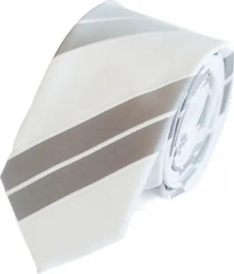 Produktbild von Fabio Farini - 1 Stück Herren Krawatte Weiß - verschiedene Weiße Männer Schlips in 6cm Schmal (6cm), Weiß Hellgrau - Lead White/Ominous