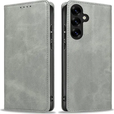 Produktbild von Handyhülle für Samsung Galaxy S25+ Kunstleder Flip Cover Hülle Handytasche Case Kartenfach Farbe: Grau