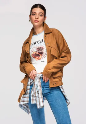 Produktbild von LARICA Damen Bomberjacke kurz elastisch Übergangsjacke OW-JAFL-0122 camel M/L
