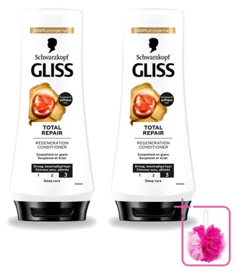 Imagen del producto de 2 unidades de acondicionador reparador total Schwarzkopf Gliss - 200 ml cada uno - Paquete ahorro