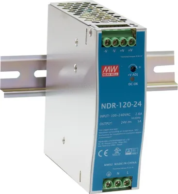 Produktbild von MEANWELL NDR-120-24, DC AC Hutschienen-Netzteil, DIN, 120W 24V 5A