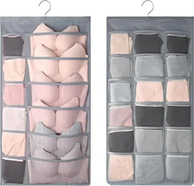 Image de Organisateur de sous-vêtements - Organisateur de vêtements suspendus - Grand sac de rangement - 1 pièce - Gris