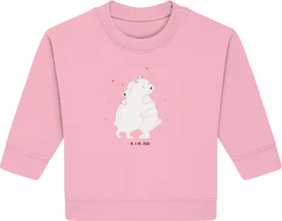 Produktbild von Mr. & Mrs. Panda Organic Baby Pullover Eisbär Umarmen 6. - 12. Monat - Baumwolle Pink - Geschenk, Bullover, Lustige Sprüche