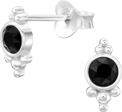 Produktbild von Ohrringe Ohrstecker 925 Sterling Silber Antikes Motiv mit Kristall in schwarz