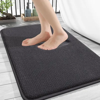 Image de Tapis de bain en mousse à mémoire de forme, couleur gris foncé, dimensions 40x60 cm