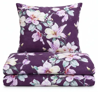 Zdjęcie produktu dla Komplet pościeli Biber z motywem kwiatowym - zimowa pościel z ukrytym zamkiem błyskawicznym, wymiary: 200 x 220 cm + 2 sztuki (80 x 80 cm)