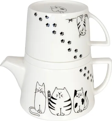 Immagine prodotto di Könitz porcellana Funny Cats, set di teiere, nero, bianco, bone china, 178 mm, 162 mm, 687 g