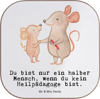 Produktbild von Mr. & Mrs. Panda Tassen Untersetzer Heilpädagoge Herz - Weiß - Geschenk, Gläser, gläseruntersetzer, Studium, Tischuntersetzer, für, bieruntersetzer, Witzig, Spruch