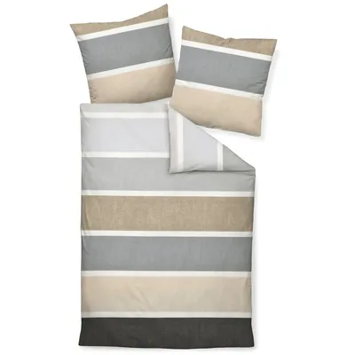 Produktbild von Janine Design Feinbiber Bettwäsche-Garnitur DAVOS 65138 Farbe opalgrau leinen-08 Größe 155x220 + 80x80cm