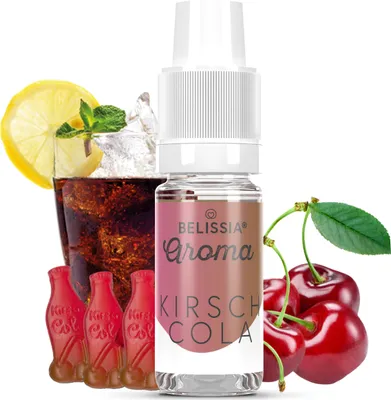 Produktbild von Belissia Lebensmittelaroma Kirsch-Cola - 10ml Hochdosiertes Aroma - Kalorienfrei, Vegan - Für Speisen, Getränke, Shake, Quark, Nebelmaschine uvm.