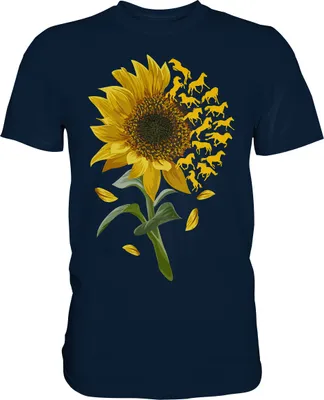 Produktbild von Pferde Sonnenblumen T-Shirt Gärtner Reiter Geschenk Garten – Navy / 5XL